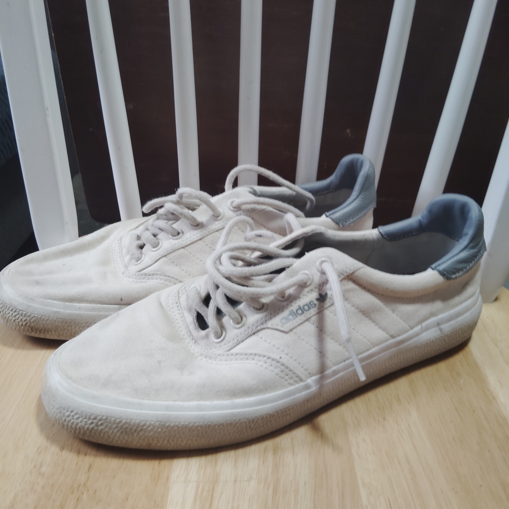 Adidas Men's Cream and Gray Sneakers